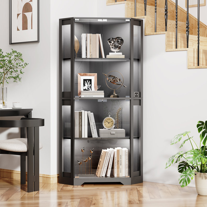 Corner Display Cabinet With Glass Doors